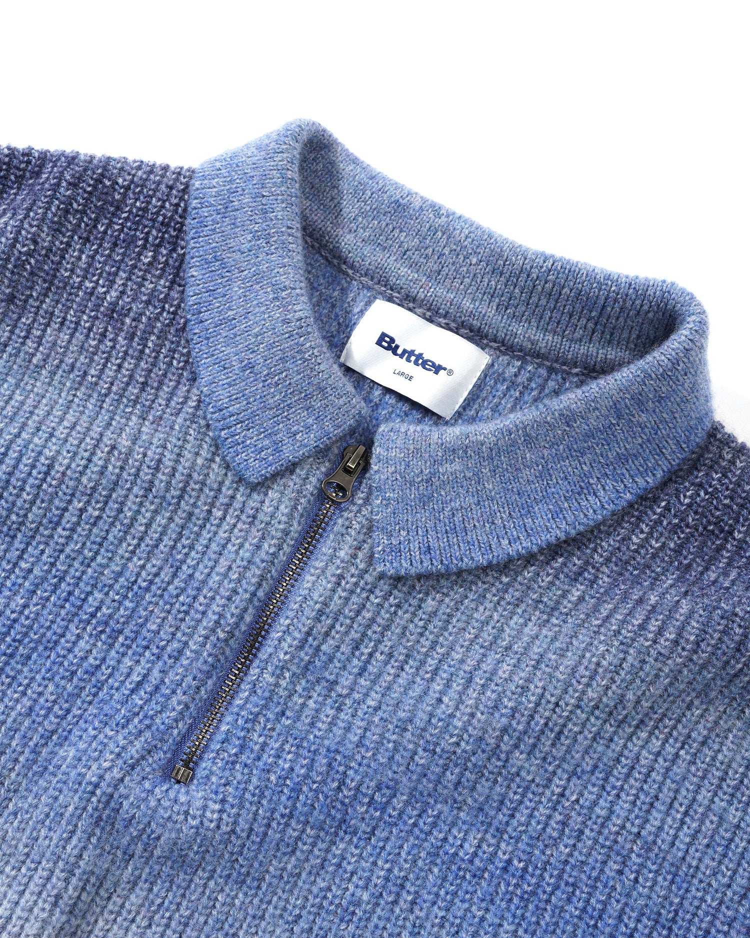 BEAMS 1/4 ZIP KNIT POLO BLUE