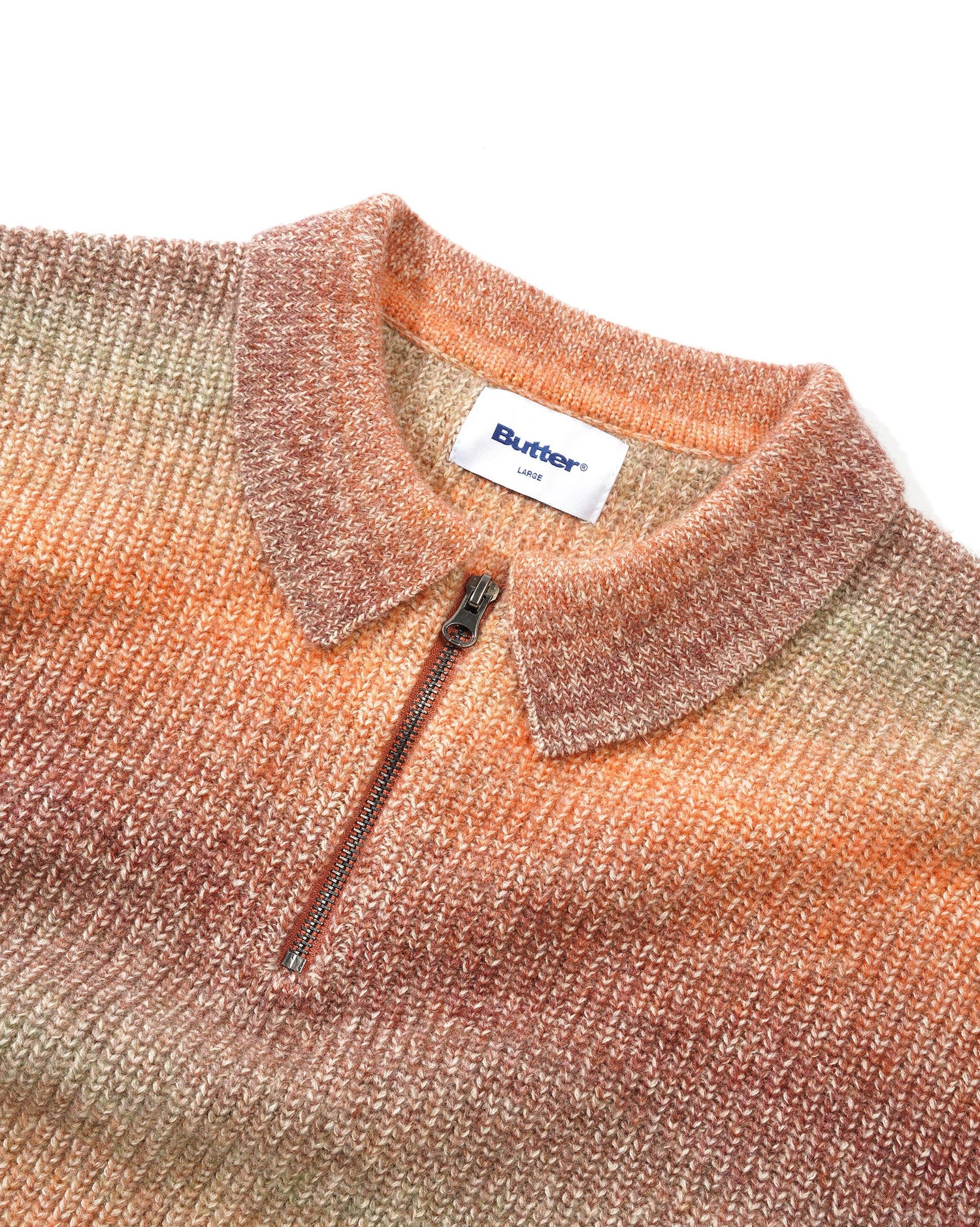 BEAMS 1/4 ZIP KNIT POLO PORT