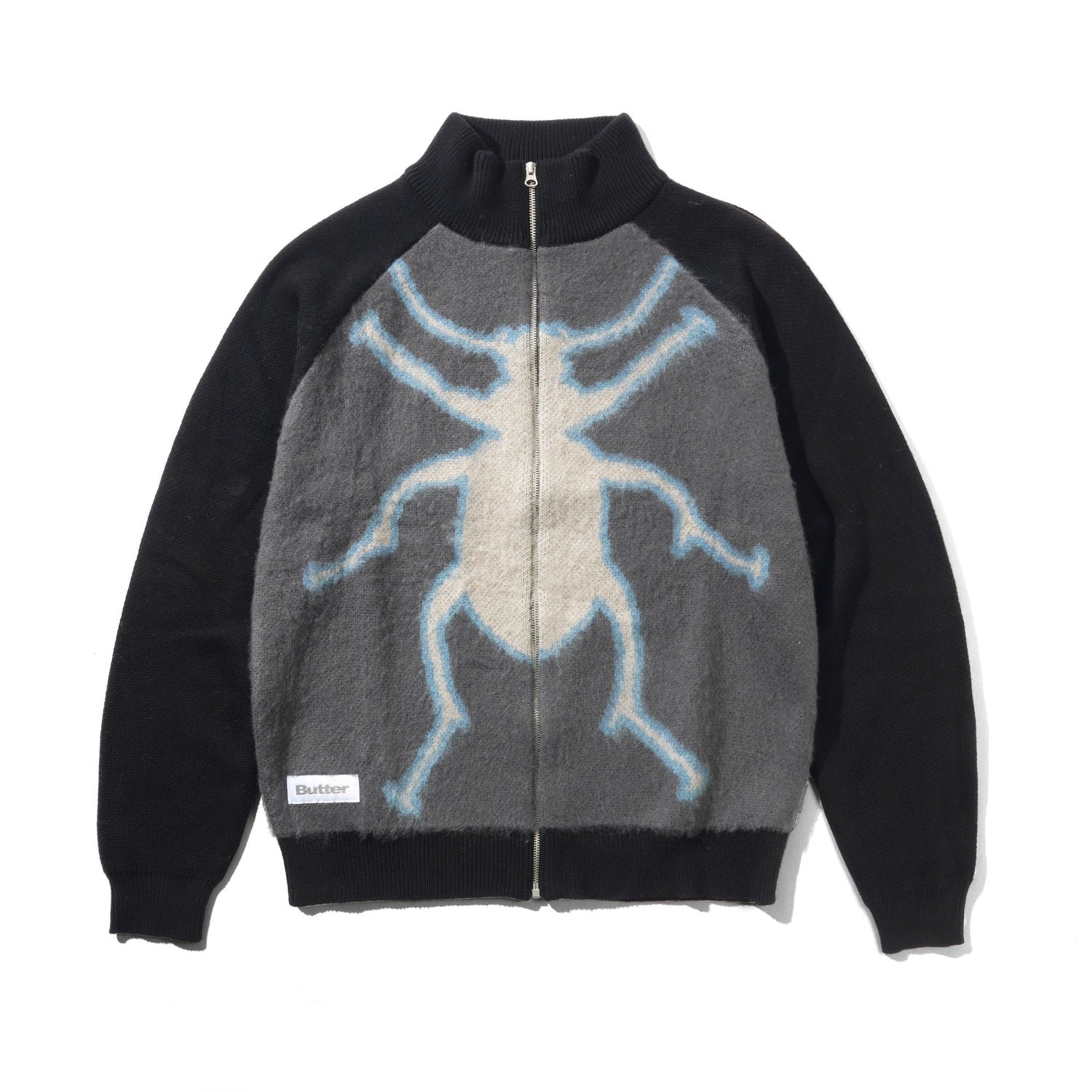 BEETLE ZIP-THRU KNIT SWEATER BLACK