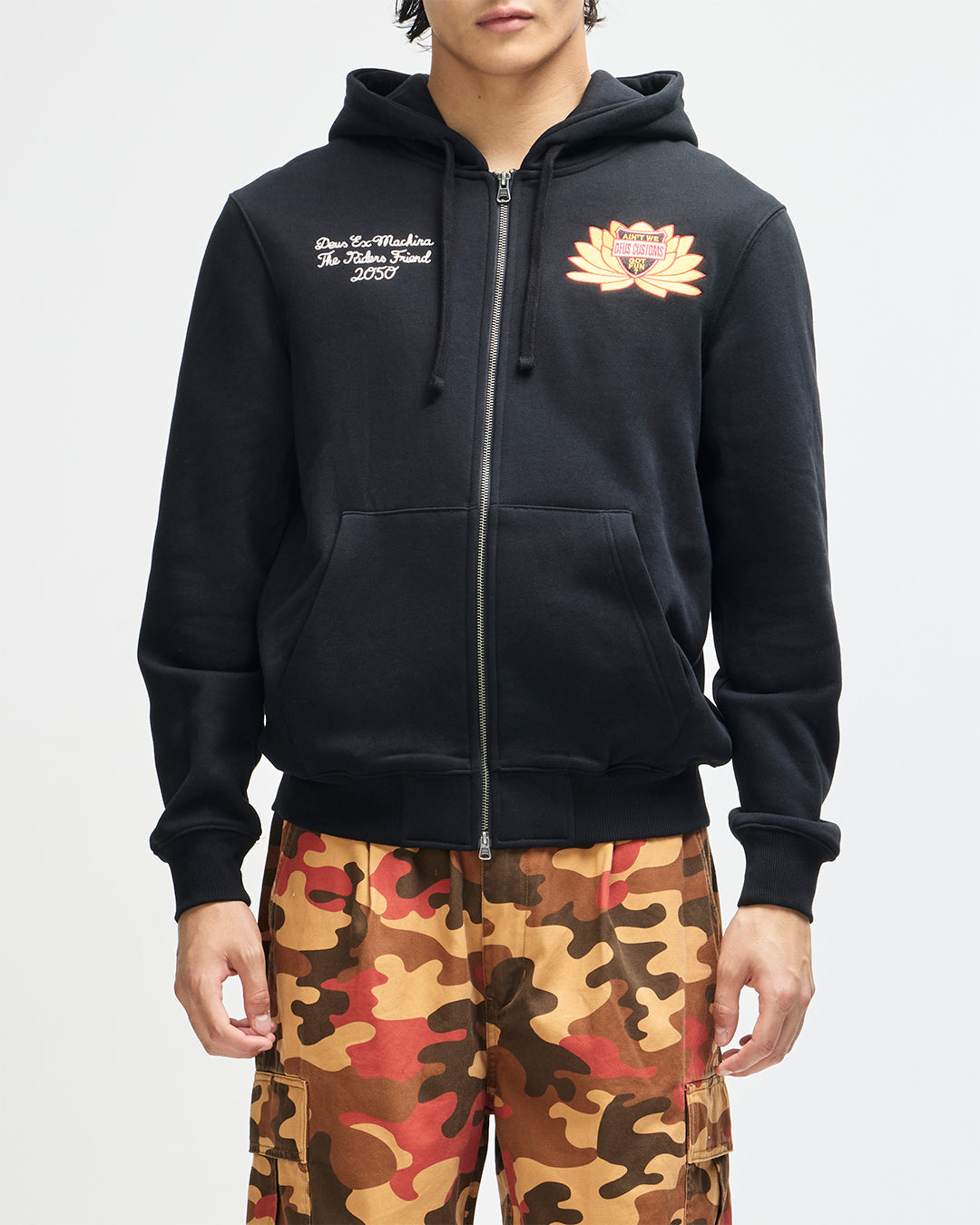 SACRED CREST ZIP HOODIE BLACK