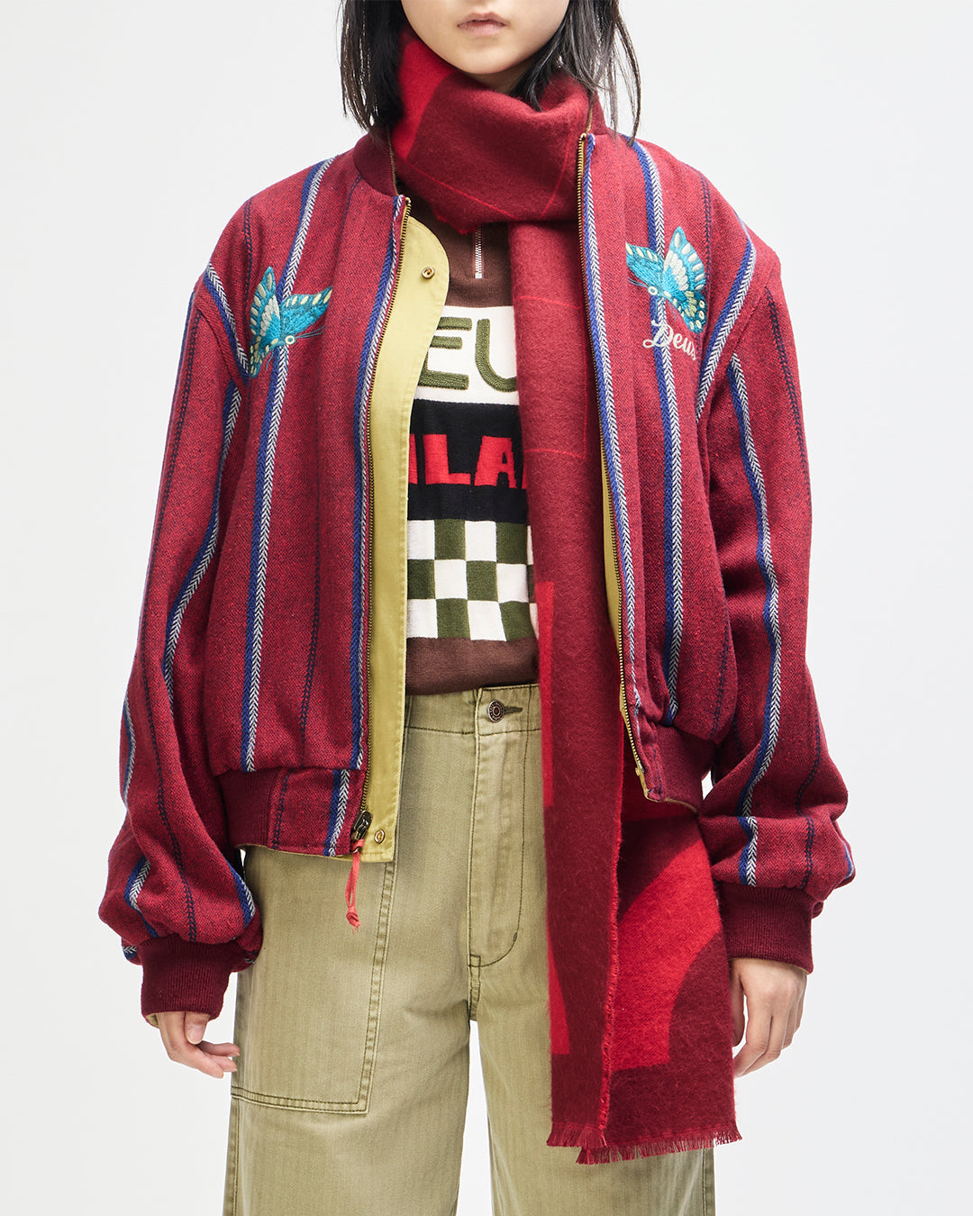 PENDULA REVERSIBLE JACKET WILLOW GREEN / BLANKET RED