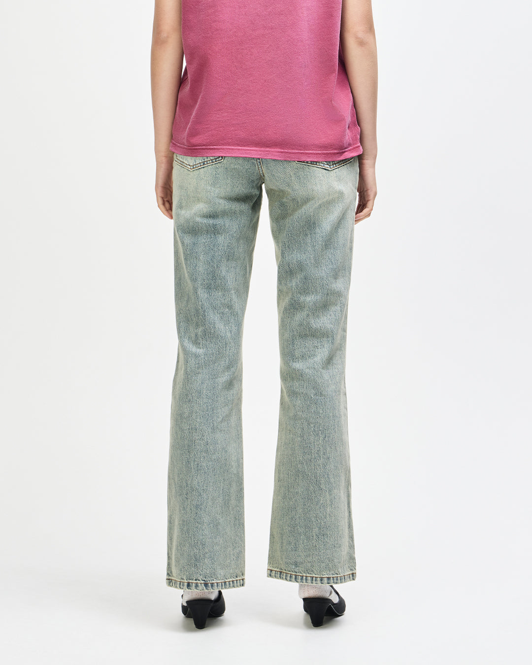 CURVE LINE BOOTCUT JEAN DIRTY DENIM