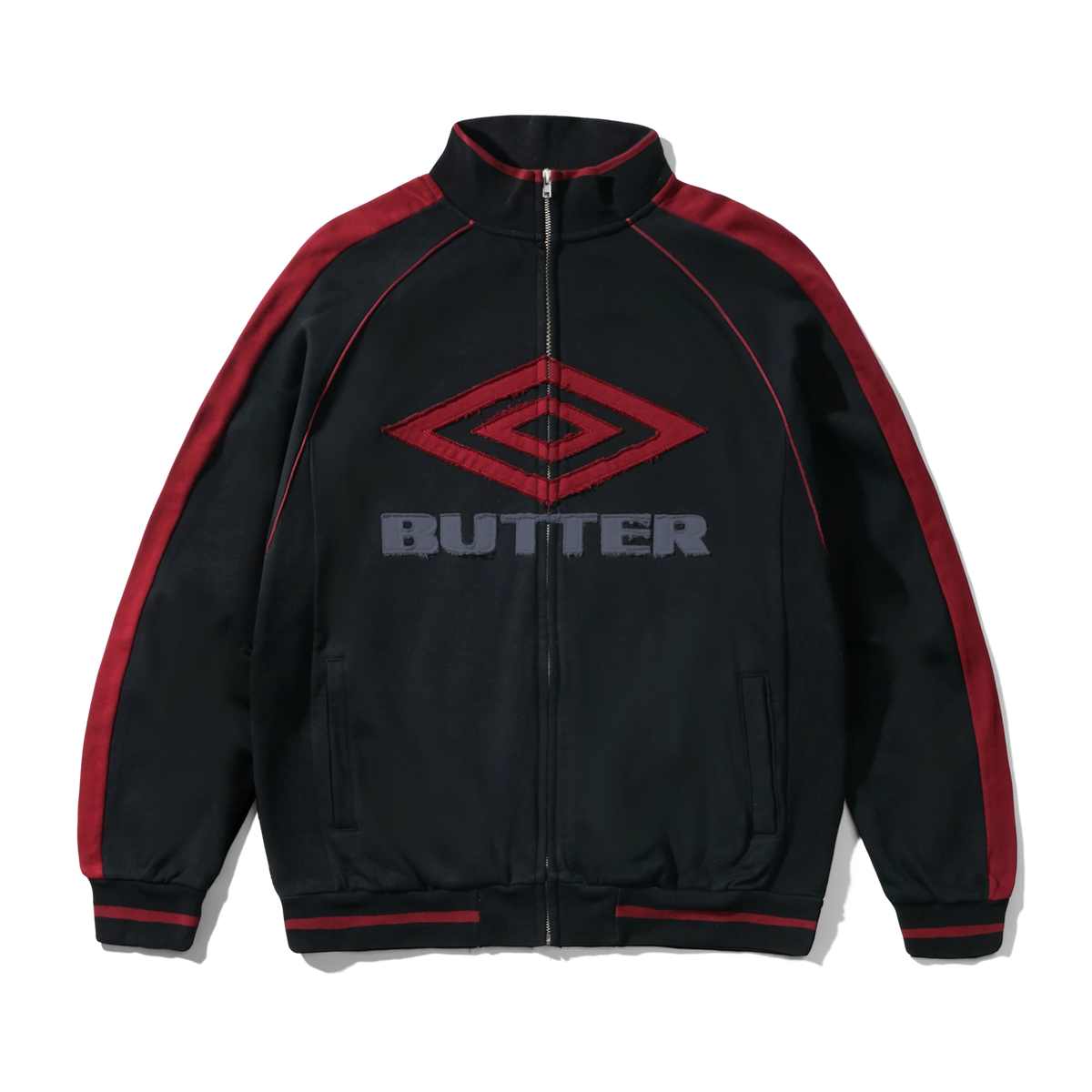DIAMOND FLEECE ZIP-THRU JACKET BLACK