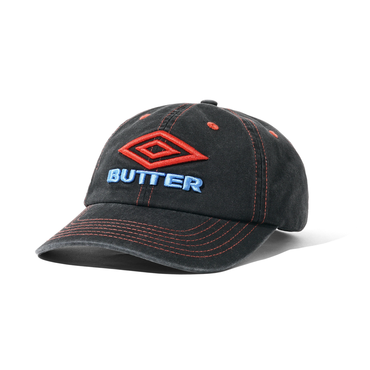 DIAMOND LOGO 6 PANEL CAP WASHED BLACK