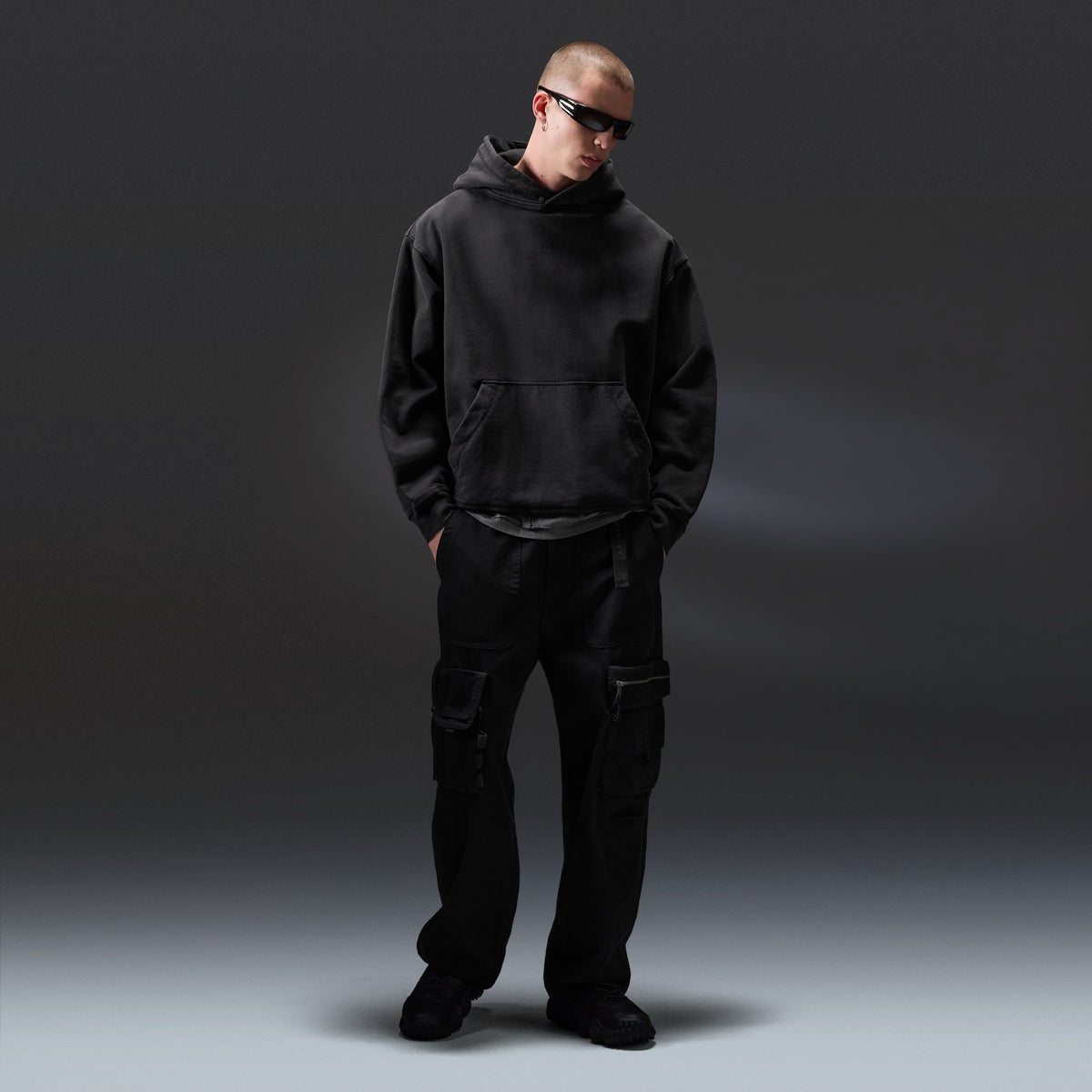 ECHO MOD EMBROIDERED HOODIE PITCH BLACK