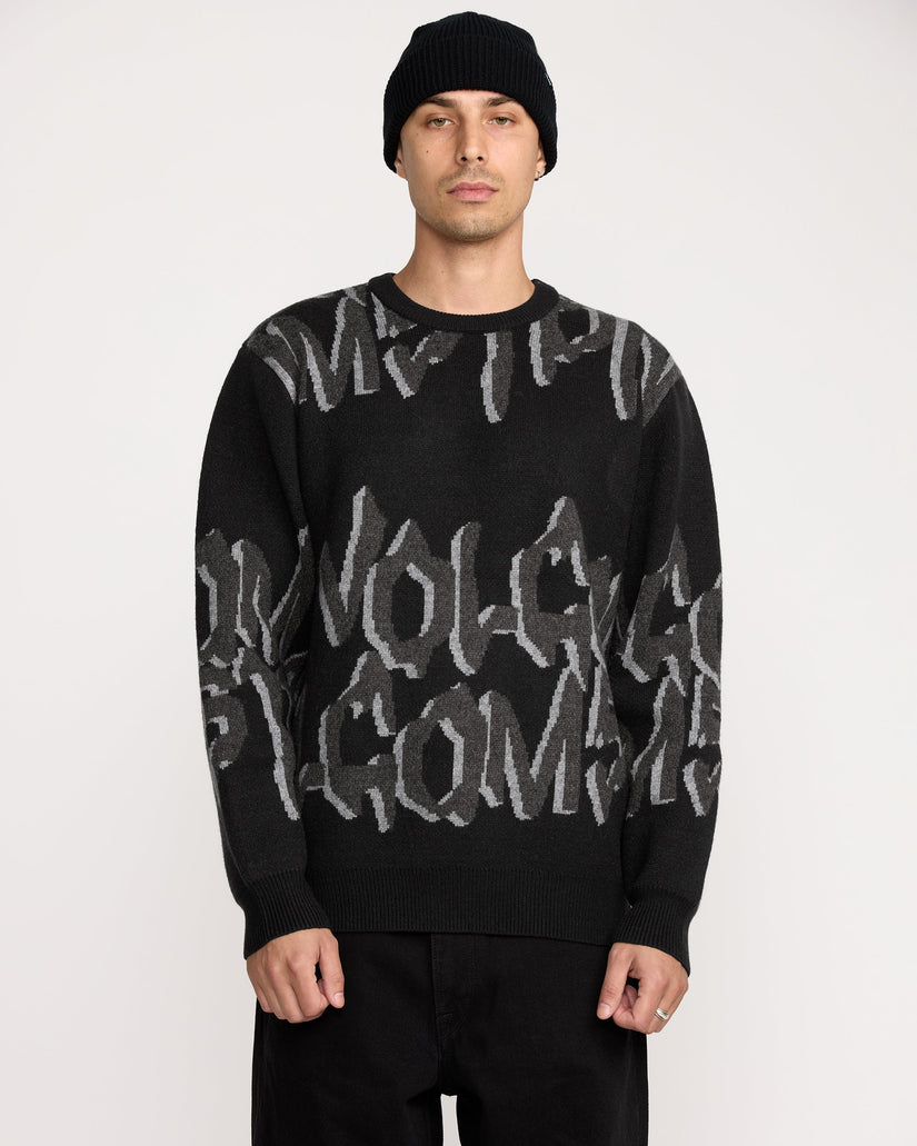STONE JACQUARD SWEATER BLACK