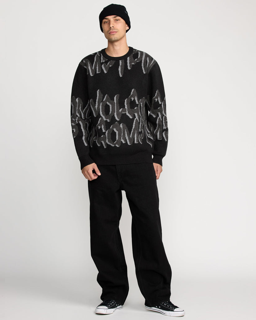 STONE JACQUARD SWEATER BLACK