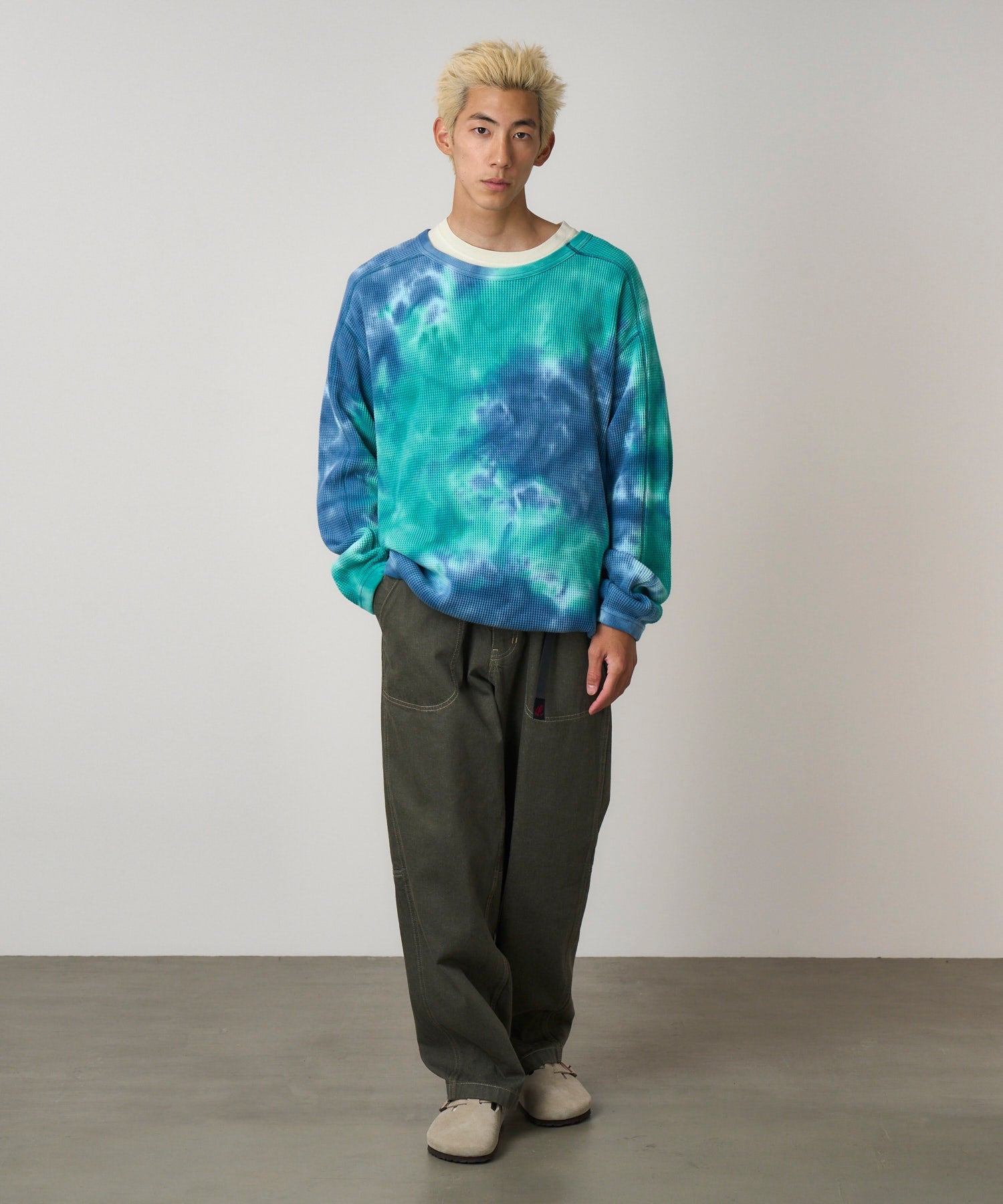 WAFFLE CREW TURQUOISE TIE-DYE