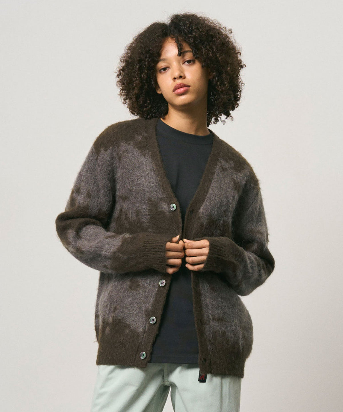 MOHAIR SPLATTER CARDIGAN SLATE SPLATTER