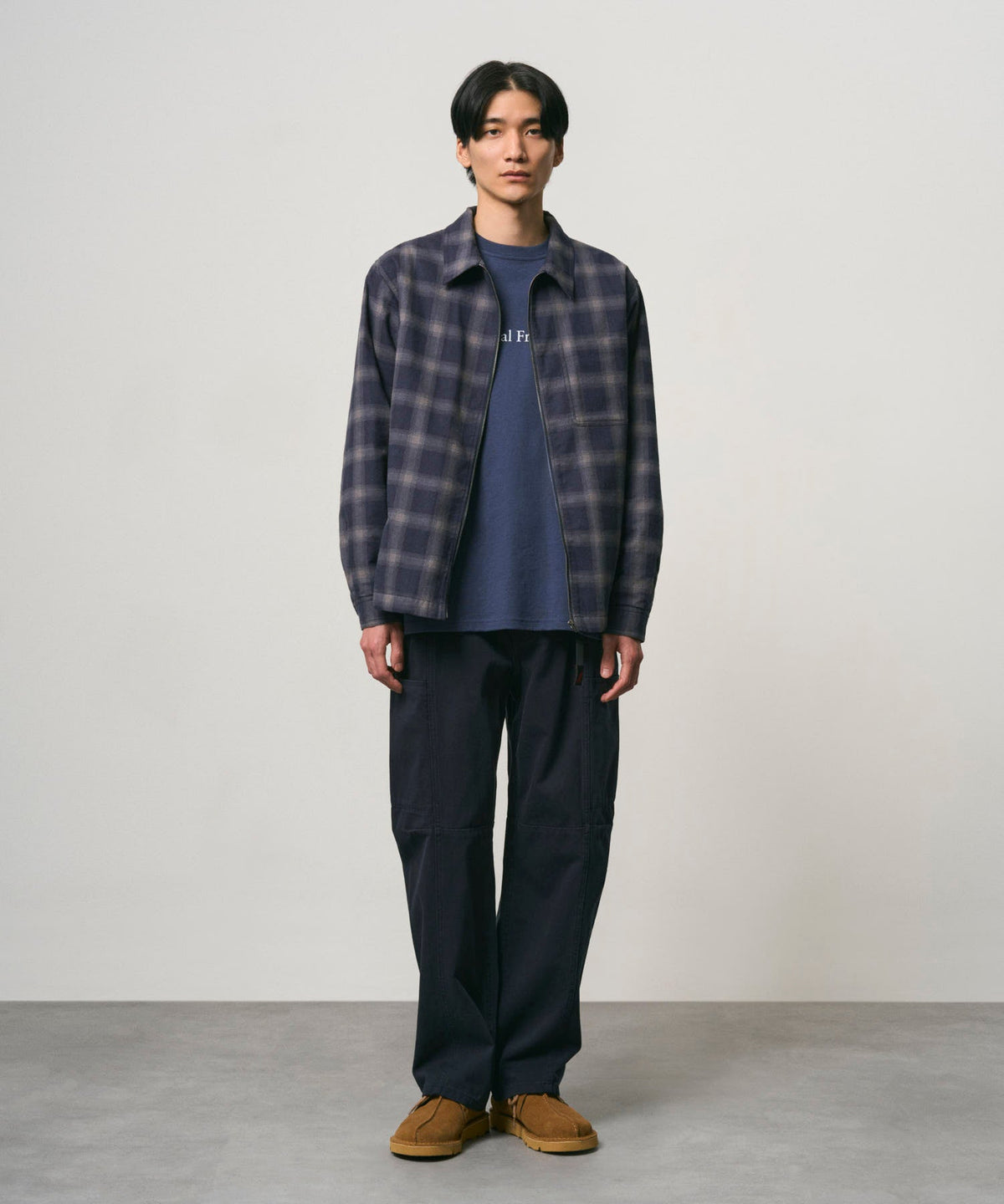 ZIP-UP INSULATED FLANNEL SHIRT NAVY SHADOW PLAID