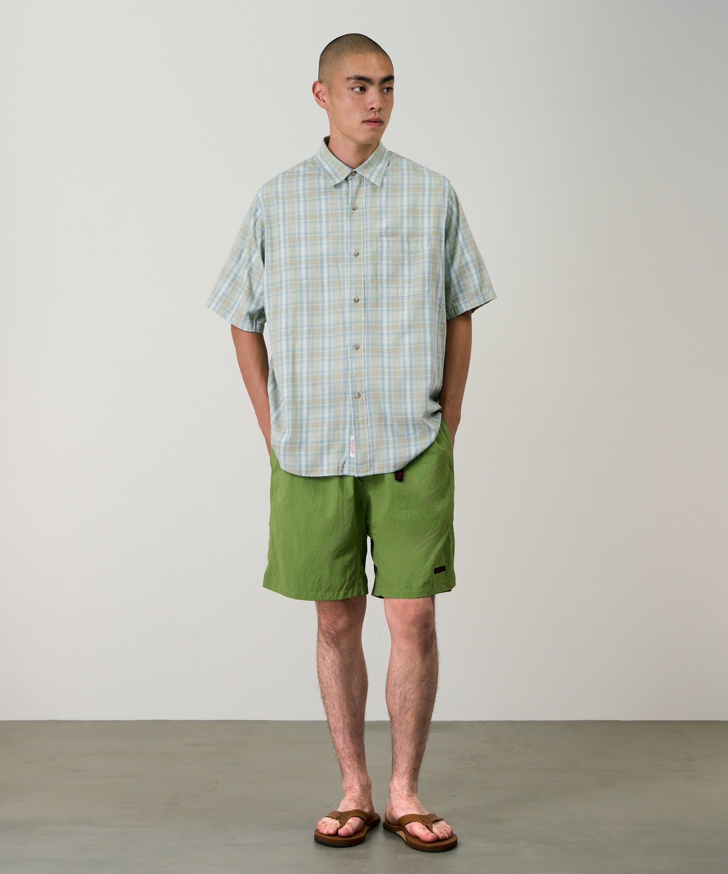 S/S CHECKERED OMBRE SHIRT BLUE
