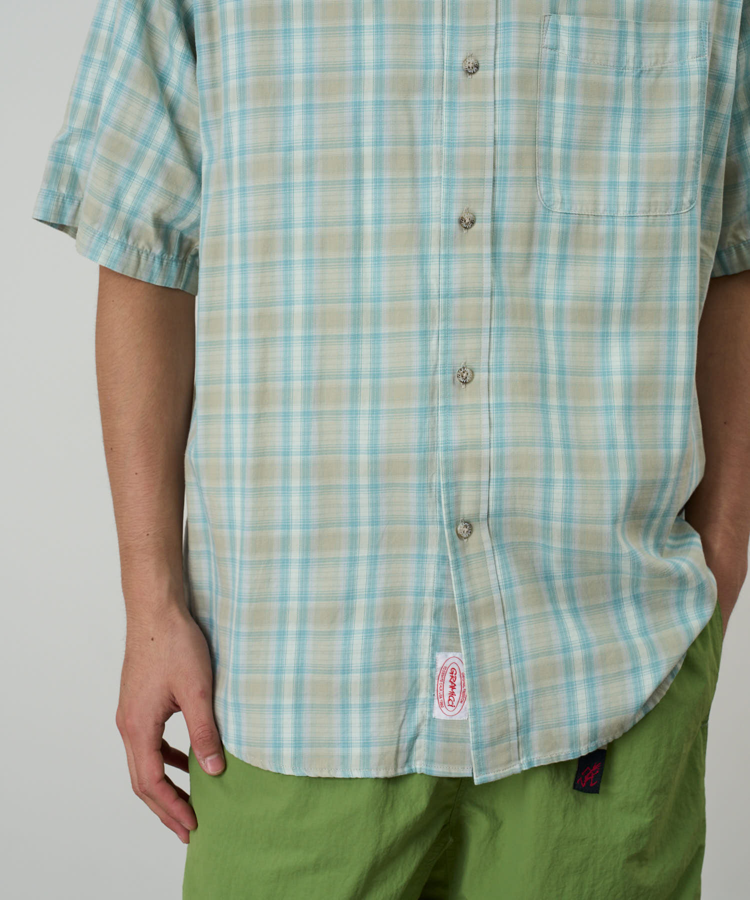 S/S CHECKERED OMBRE SHIRT BLUE