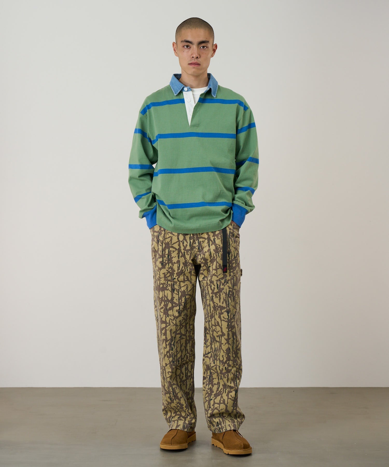 LANGDON RUGBY SHIRT OLIVE / BLUE