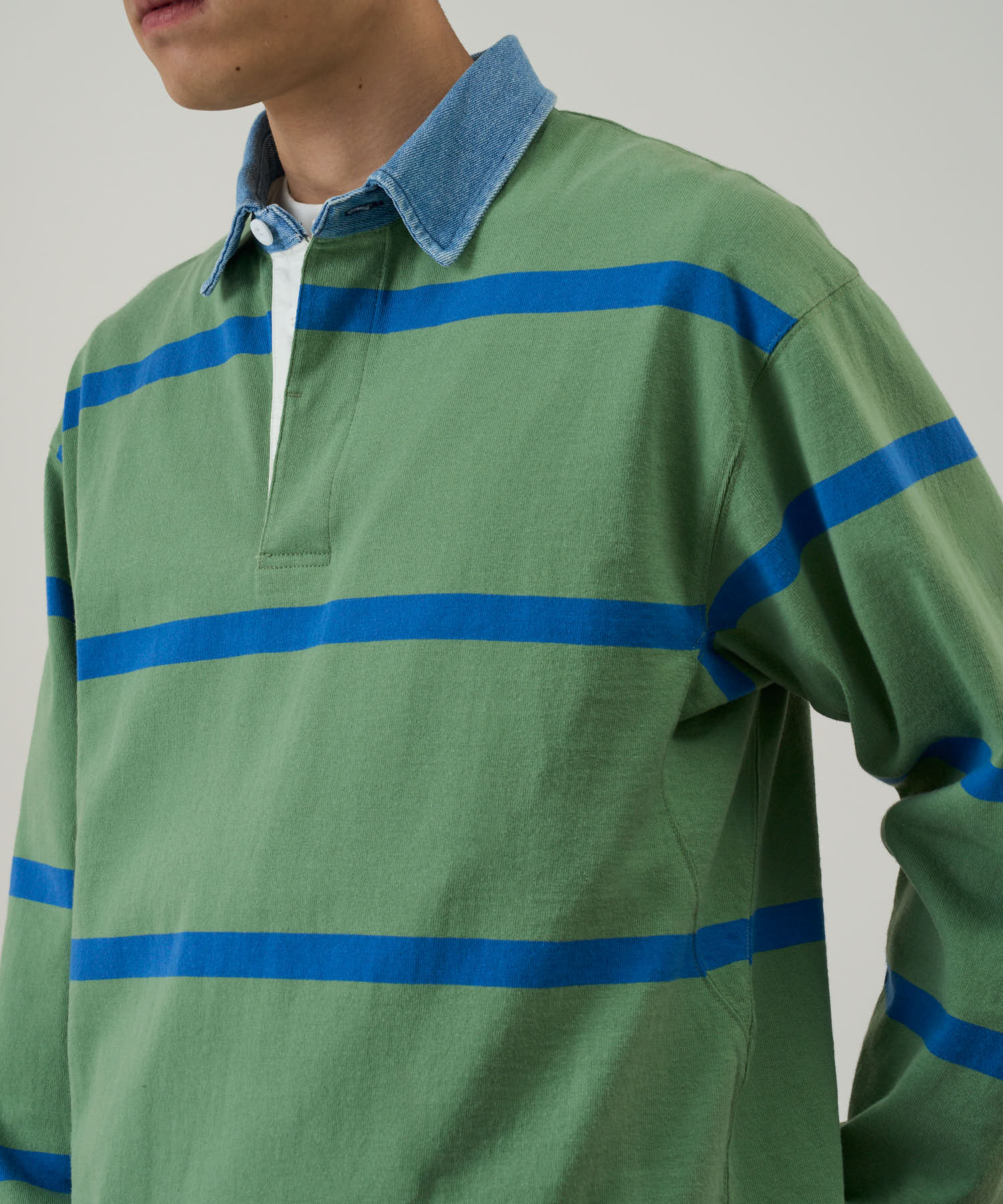 LANGDON RUGBY SHIRT OLIVE / BLUE