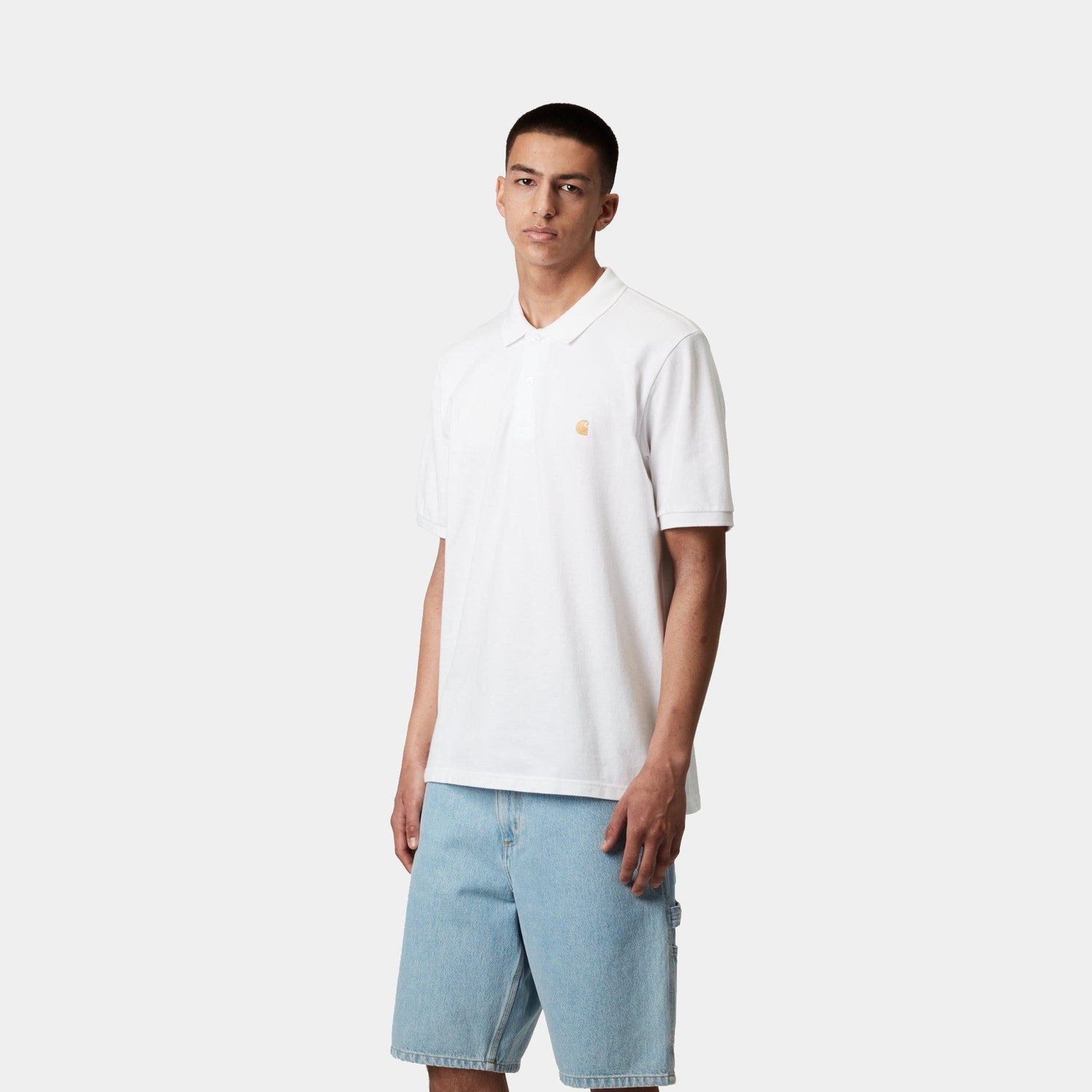 S/S CHASE PIQUE POLO WHITE / GOLD