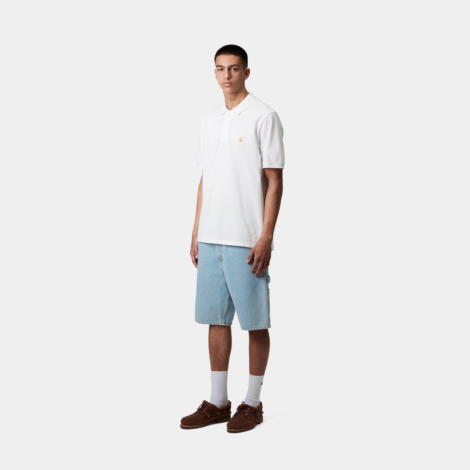 S/S CHASE PIQUE POLO WHITE / GOLD
