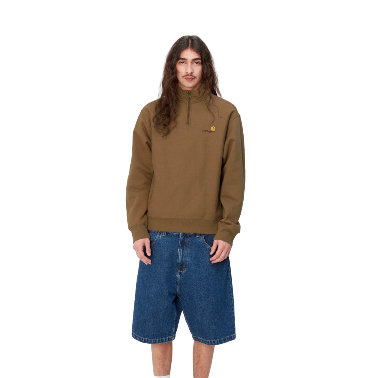 HALF ZIP AMERICAN SCRIPT SWEAT HAMILTON BROWN