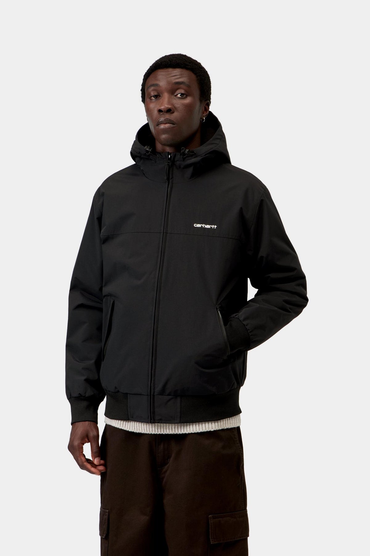 HOODED SAIL JACKET BLACK / WHITE