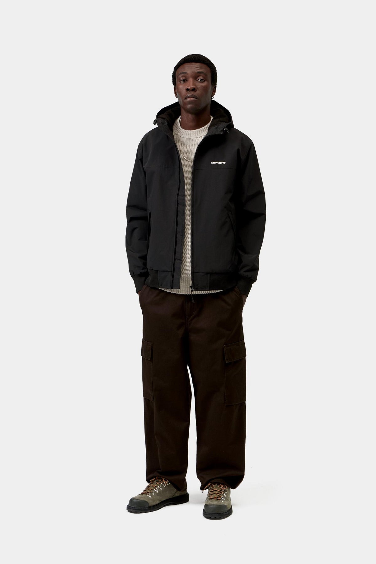 HOODED SAIL JACKET BLACK / WHITE