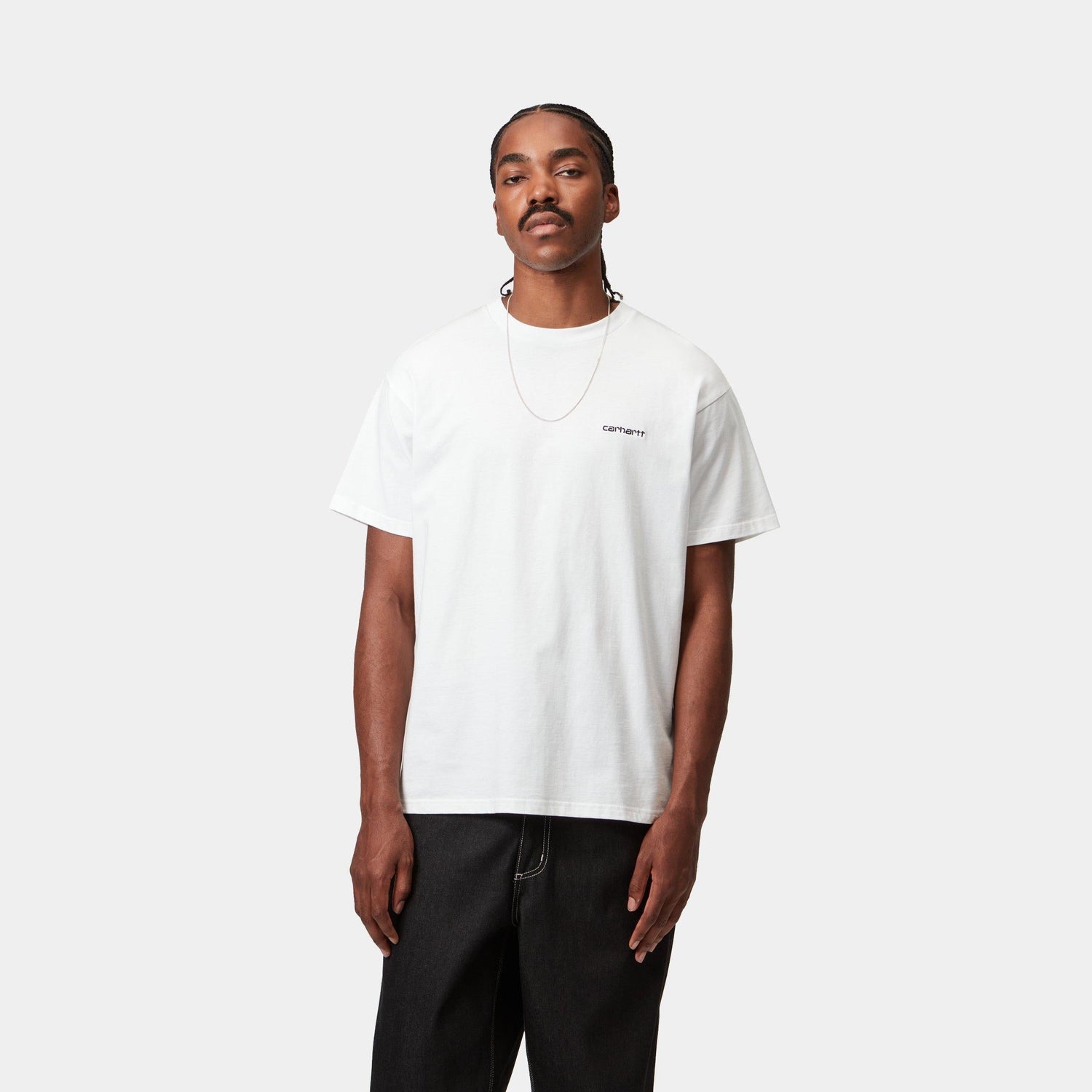 S/S SCRIPT EMBROIDERY T-SHIRT WHITE / BLACK