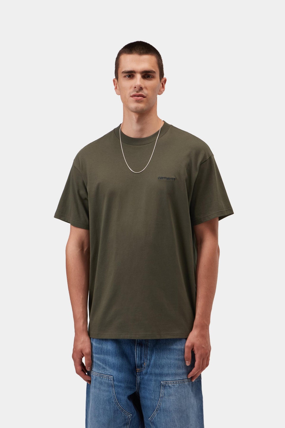 S/S SCRIPT EMBROIDERY T-SHIRT CYPRESS / BLACK