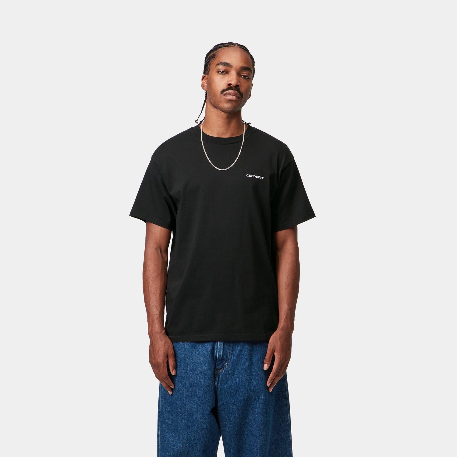 S/S SCRIPT EMBROIDERY T-SHIRT BLACK / WHITE