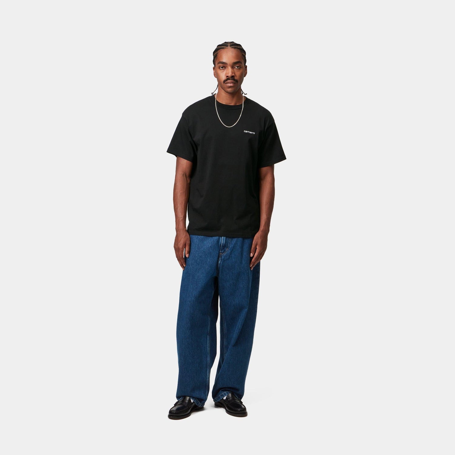 S/S SCRIPT EMBROIDERY T-SHIRT BLACK / WHITE