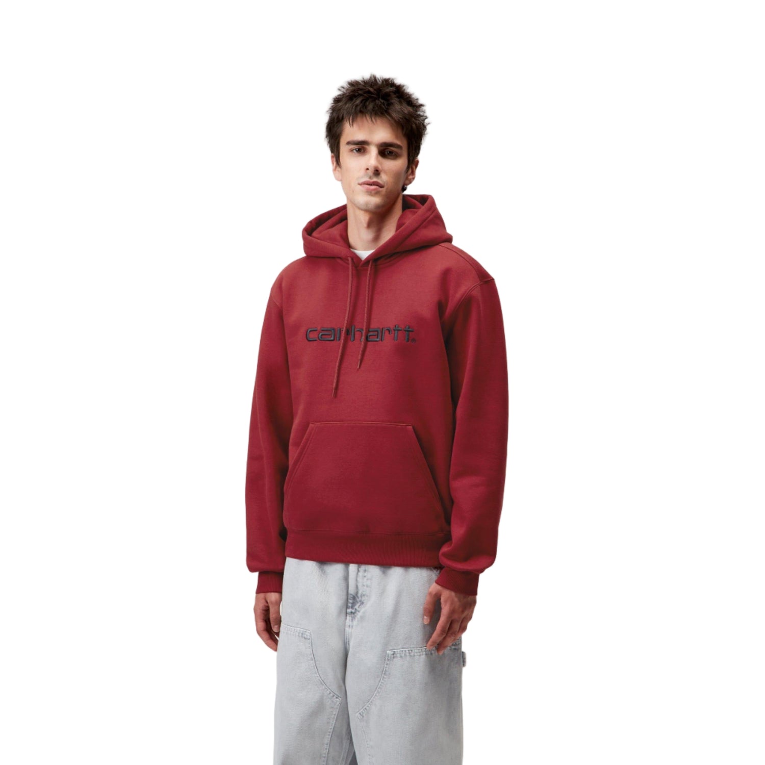 HOODED CARHARTT SWEAT SCARLET / GRAPHITE