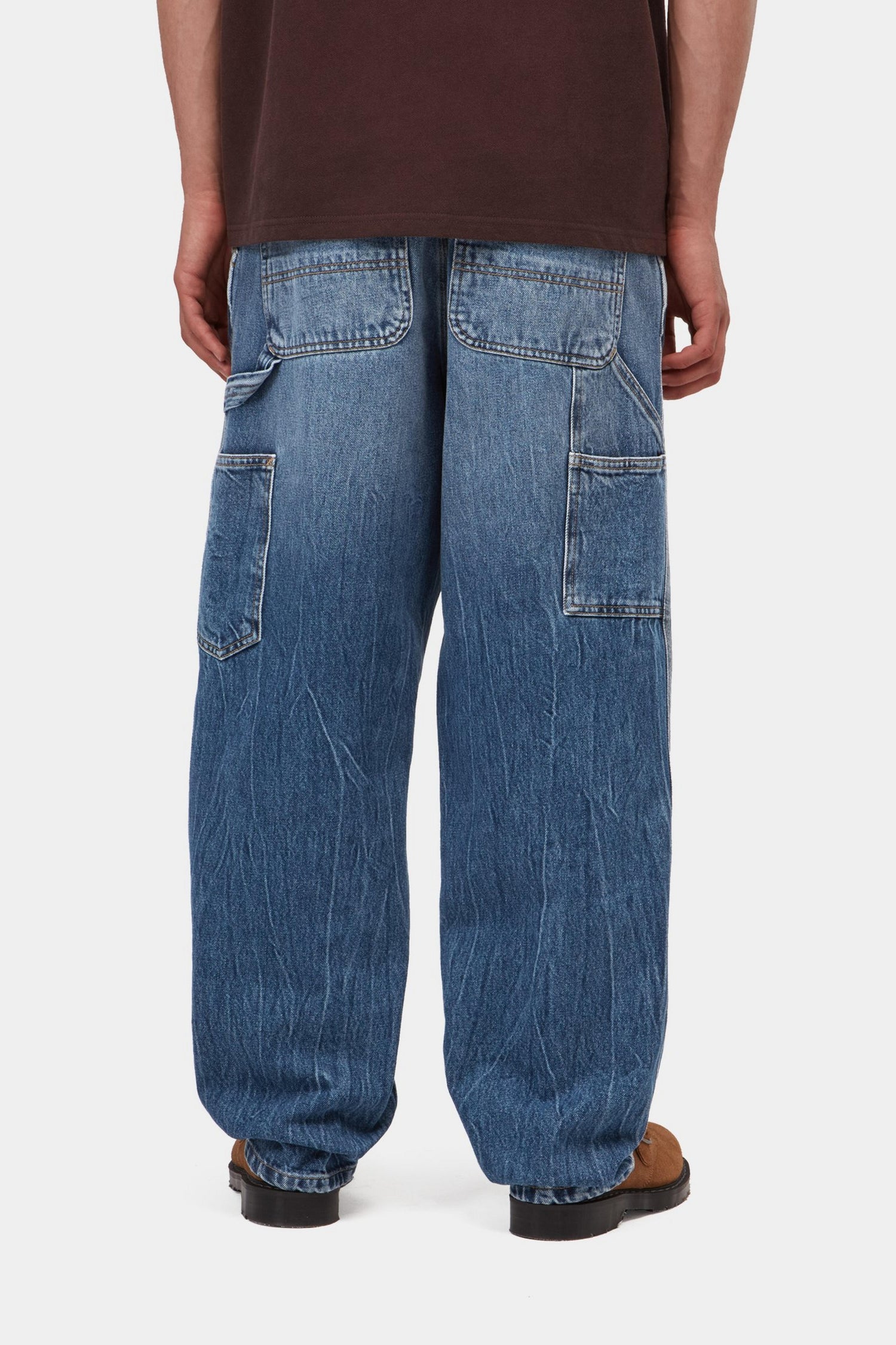 SINGLE KNEE PANT BLUE MARBLE USED WASH
