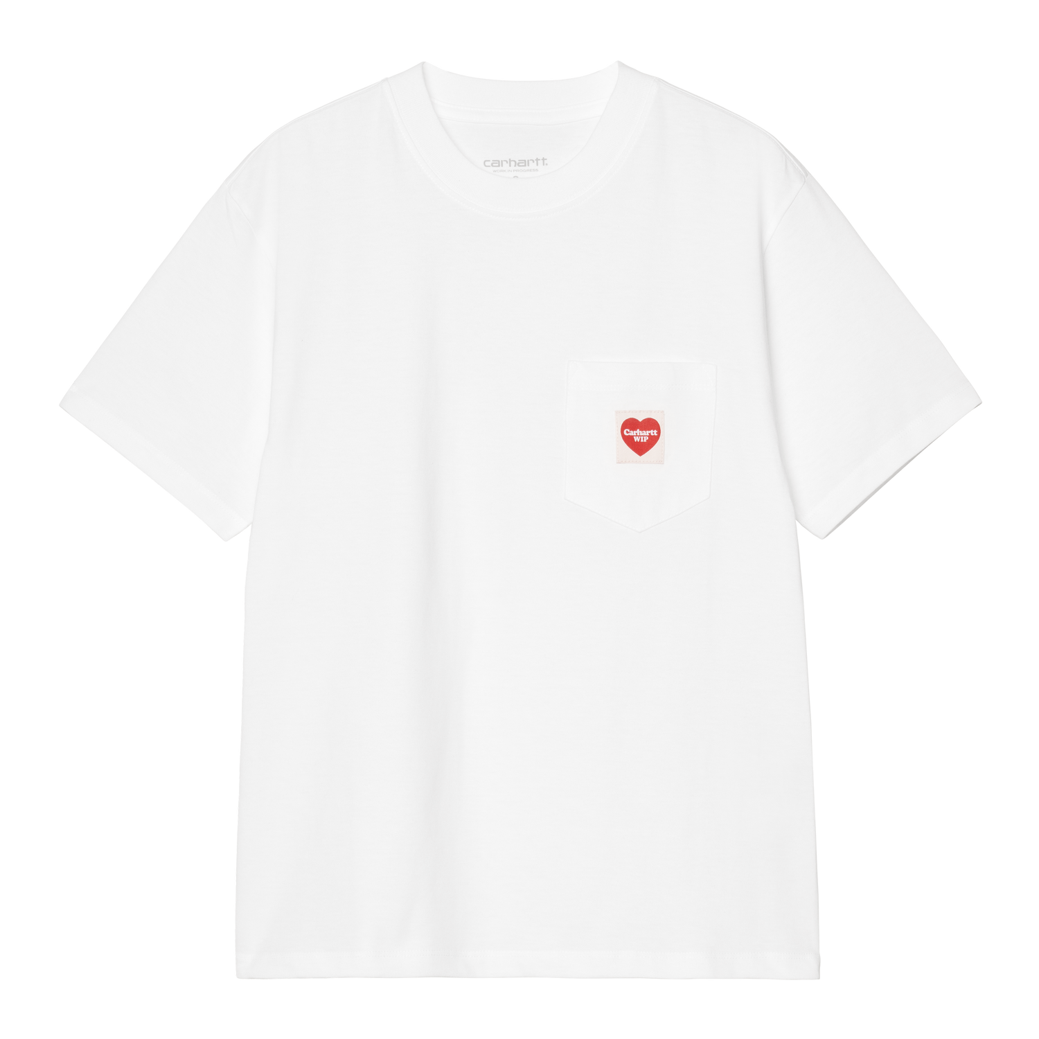 W' S/S POCKET HEART T-SHIRT WHITE / RED