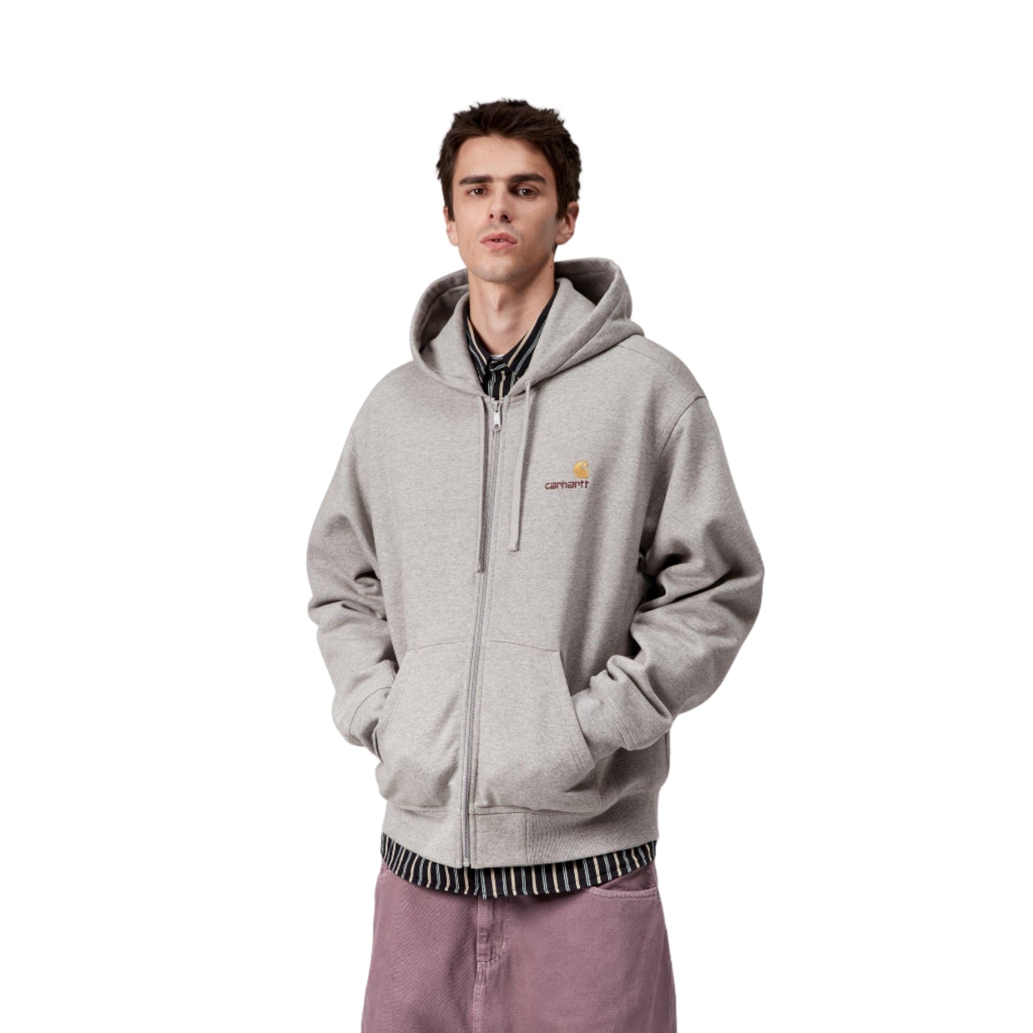 HOODED AMERICAN SCRIPT JACKET GREY HEATHER