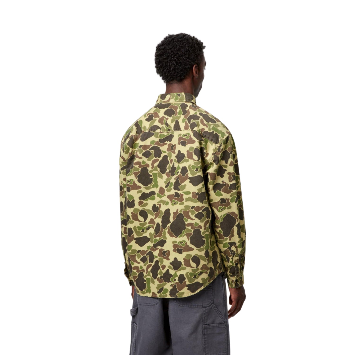 L/S DUCK SHIRT CAMO DUCK GREEN STONE WASHED