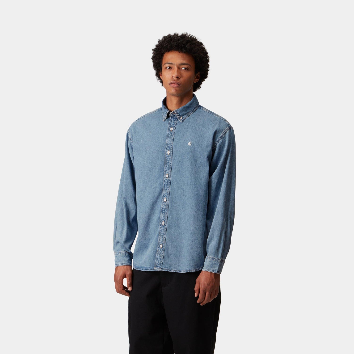L/S LUCAS SHIRT BLUE BLEACHED