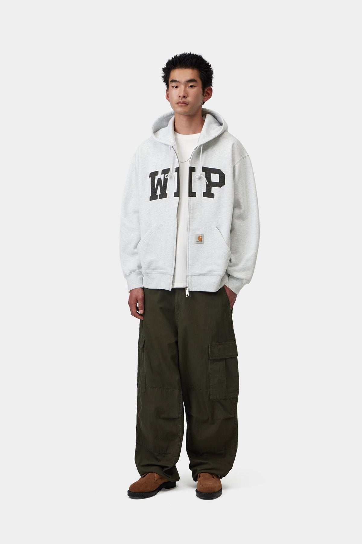 HOODED WIP SWEAT JACKET ASH HEATHER STONE WASHED