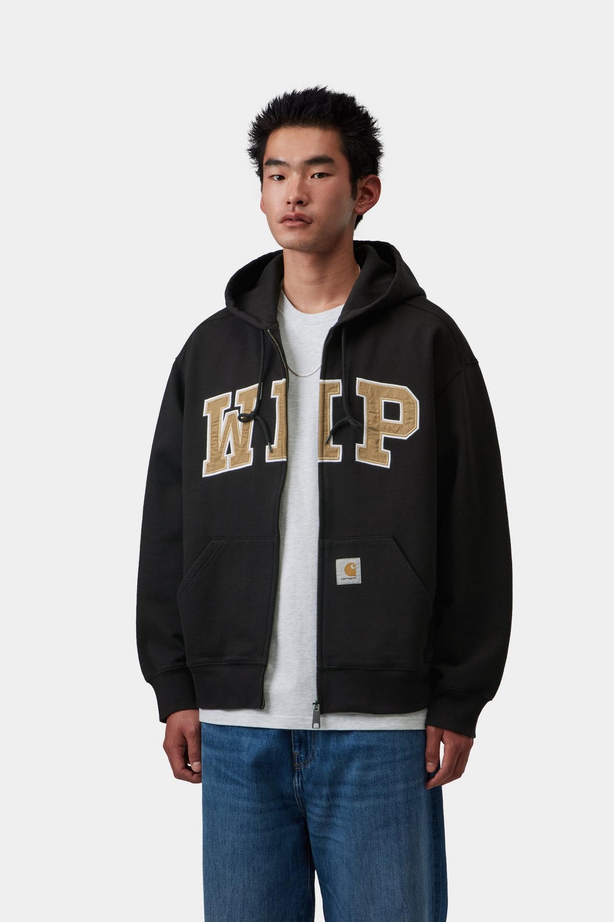 HOODED WIP SWEAT JACKET BLACK STONE WASHED