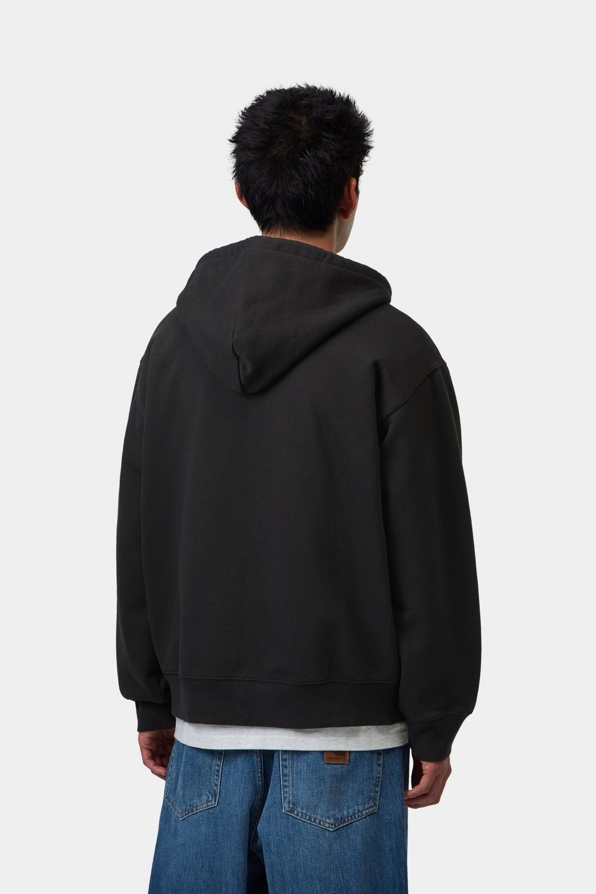 HOODED WIP SWEAT JACKET BLACK STONE WASHED