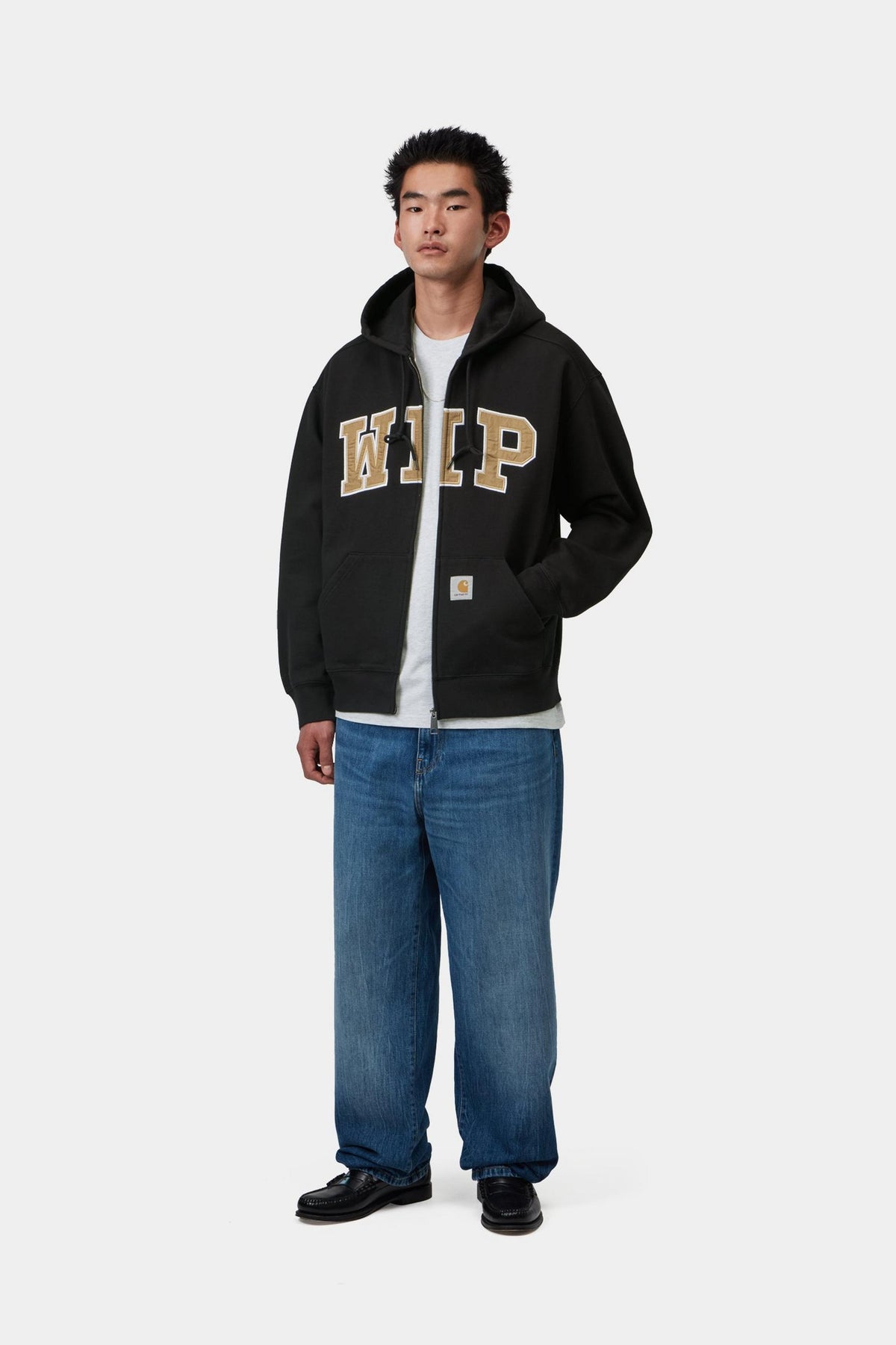 HOODED WIP SWEAT JACKET BLACK STONE WASHED