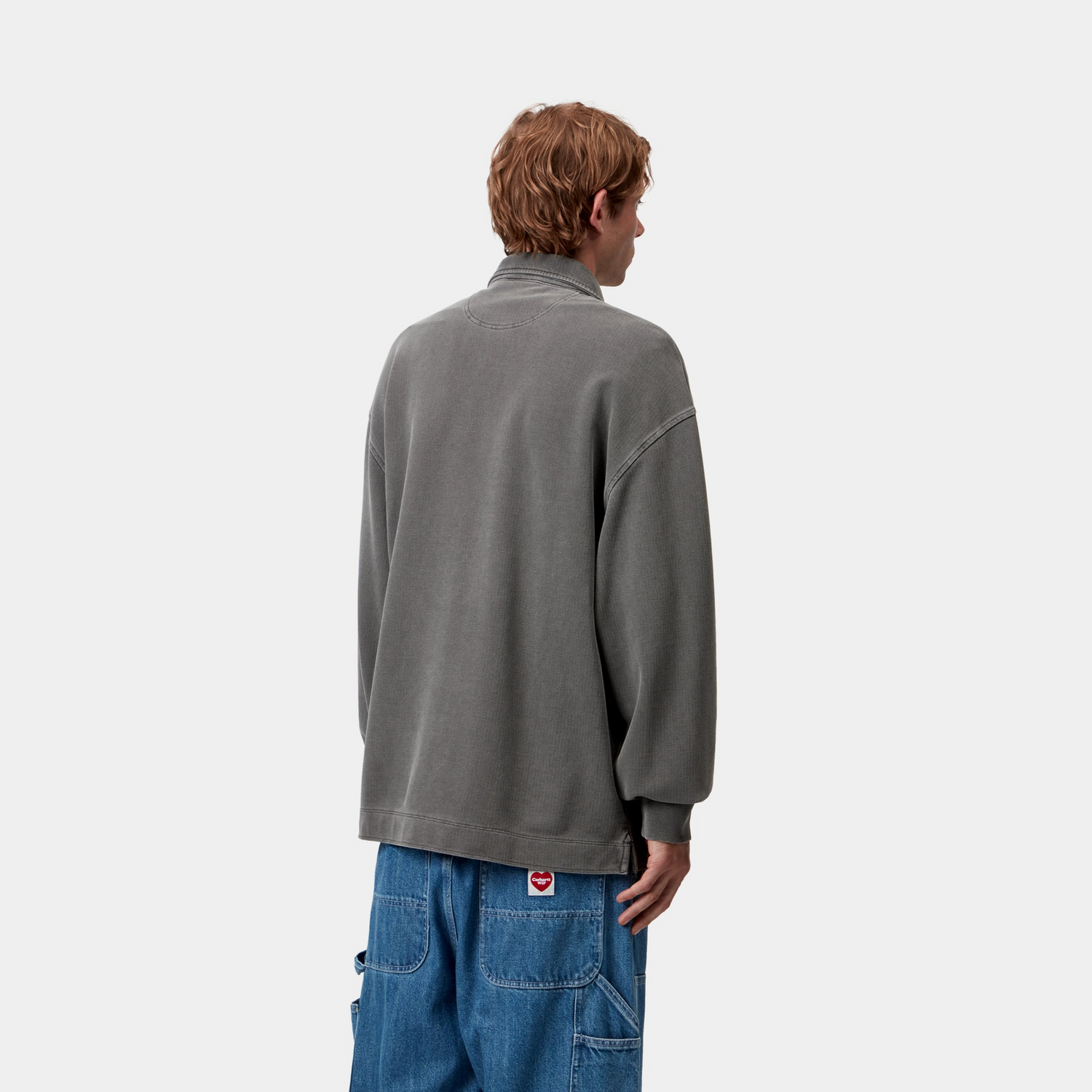 PIQUESCRIPT SWEATSHIRT BLACK / WHITE GARMENT DYED