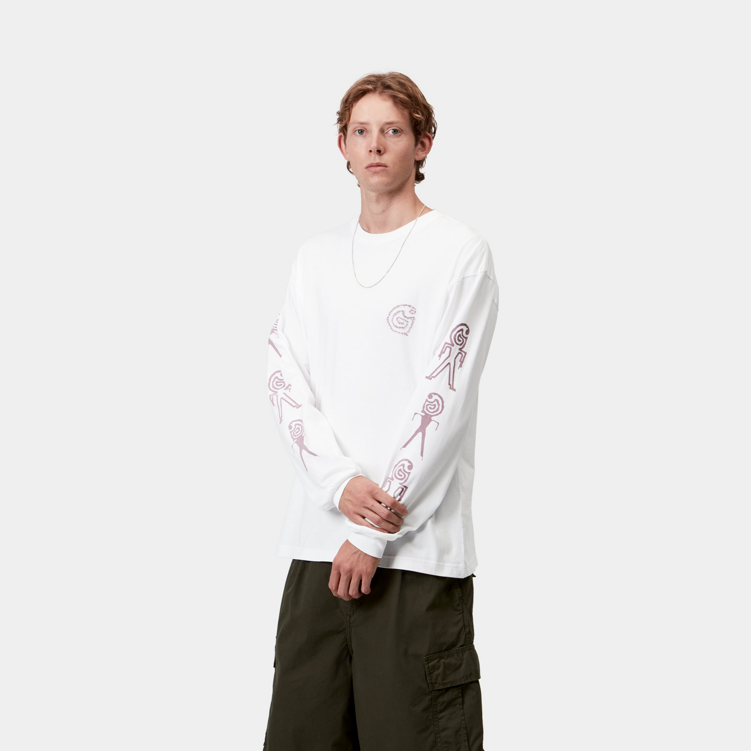 L/S TERRESTRIAL T-SHIRT WHITE / PINK FOG PIGMENT GARMENT DYED