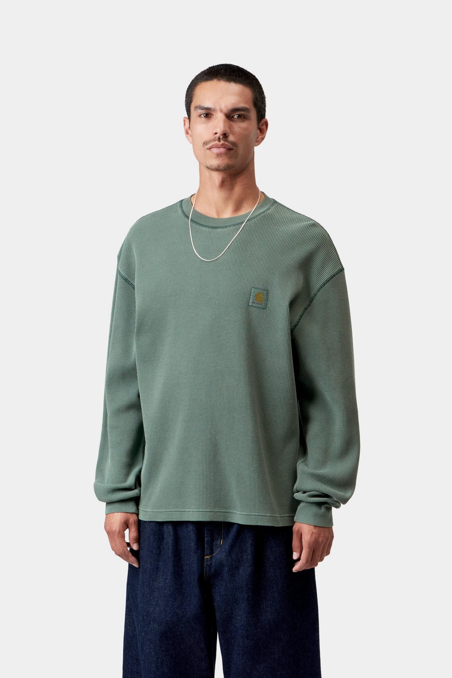 L/S VISTA WAFFLE T-SHIRT DARK SCARAB GARMENT DYED