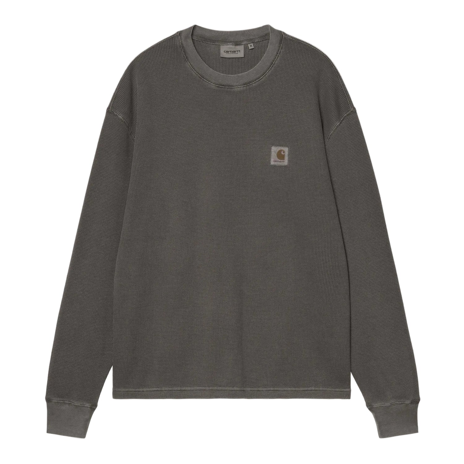 L/S VISTA WAFFLE T-SHIRT BLACK GARMENT DYED