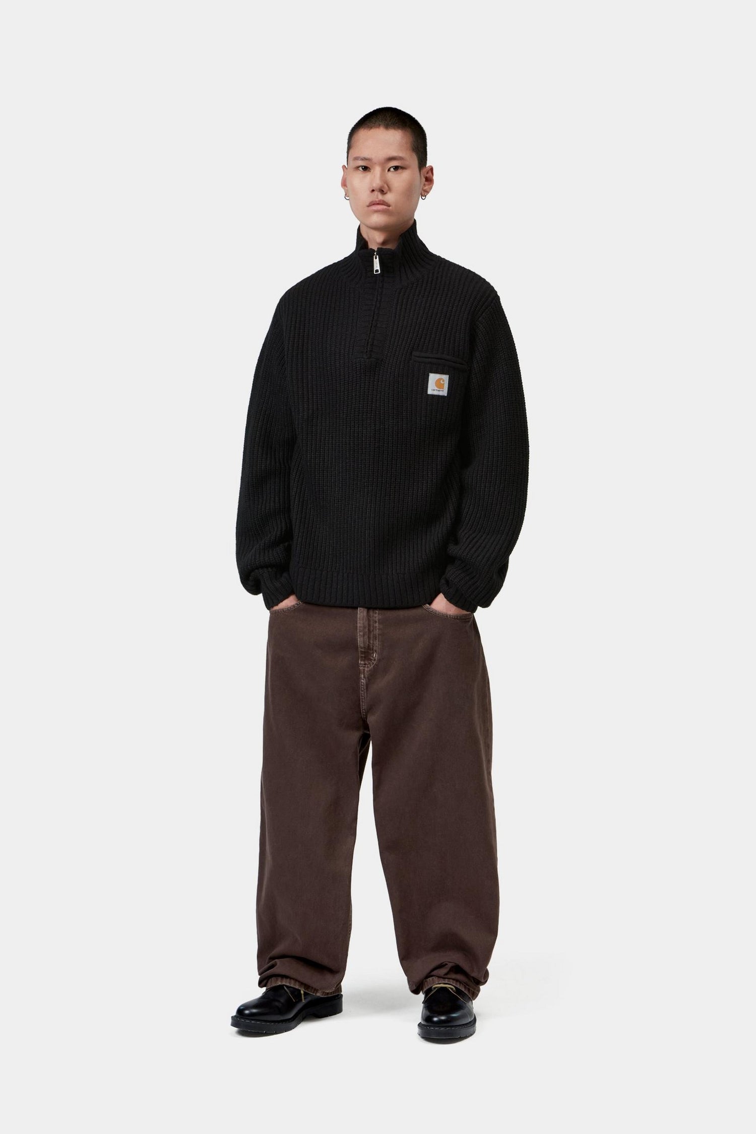 DETROIT HALF ZIP SWEATER BLACK