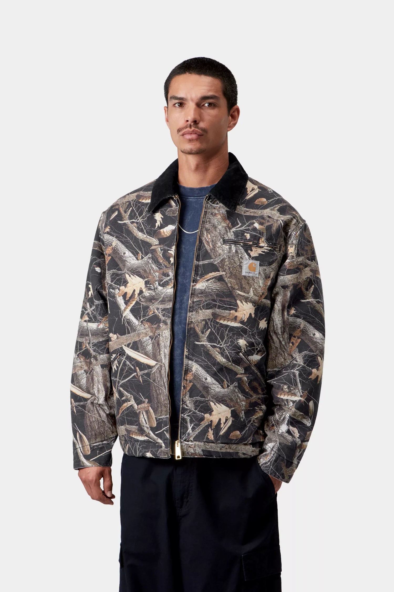 OG DETROIT JACKET CAMO FEATHER TREE BLACK / BLACK HEAVY STONE WASH