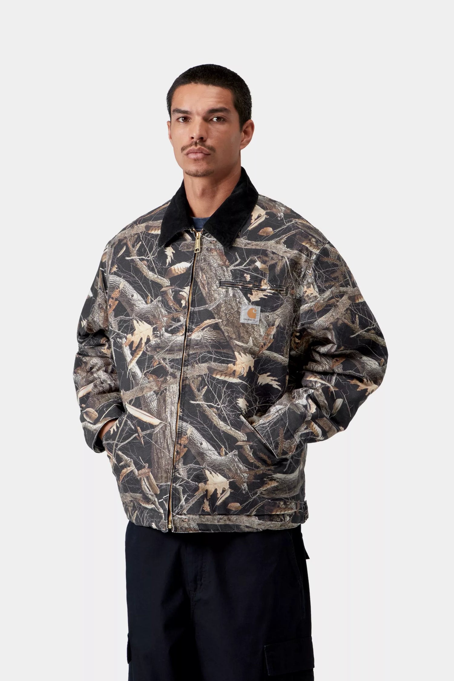 OG DETROIT JACKET CAMO FEATHER TREE BLACK / BLACK HEAVY STONE WASH