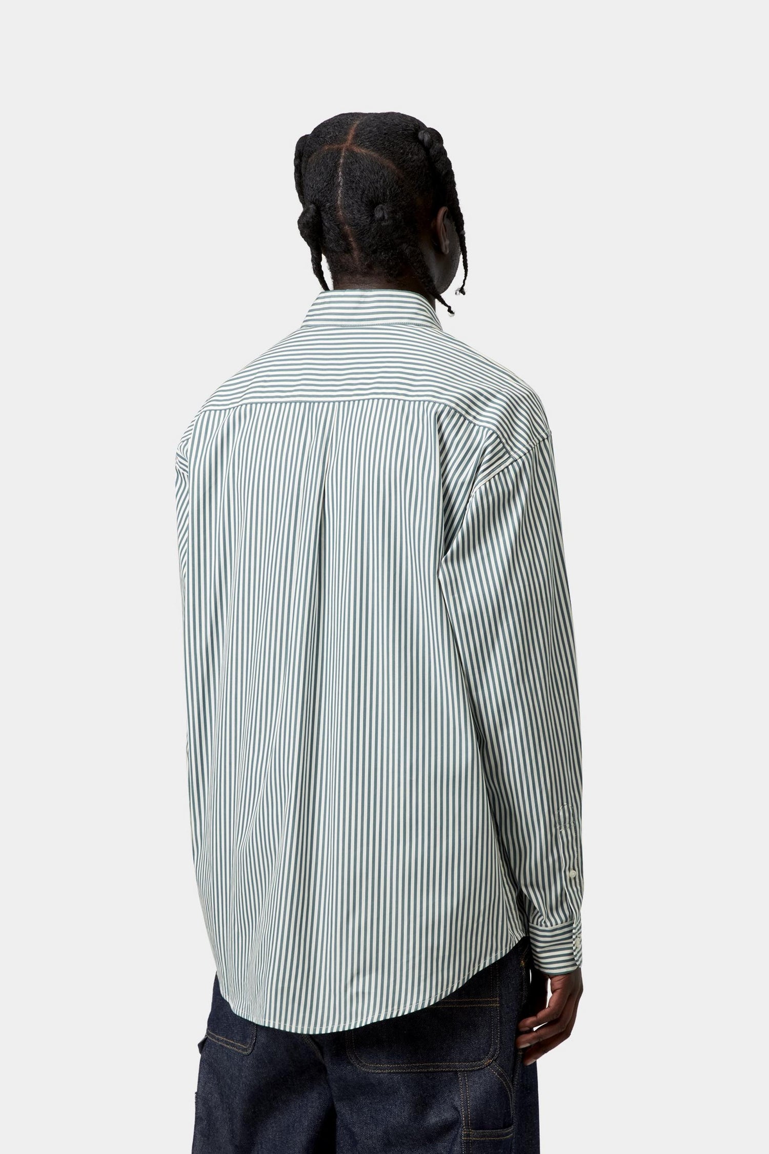 L/S DALDRY SHIRT DALDRY STRIPE, OFFICE BLUE / WAX