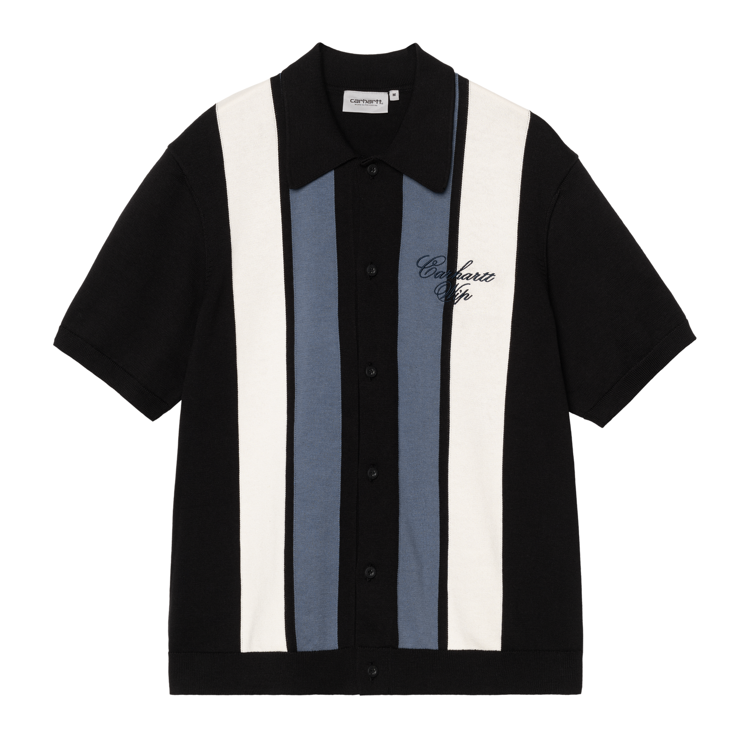 S/S MELLO KNIT SHIRT MELLO STRIPE, BLACK