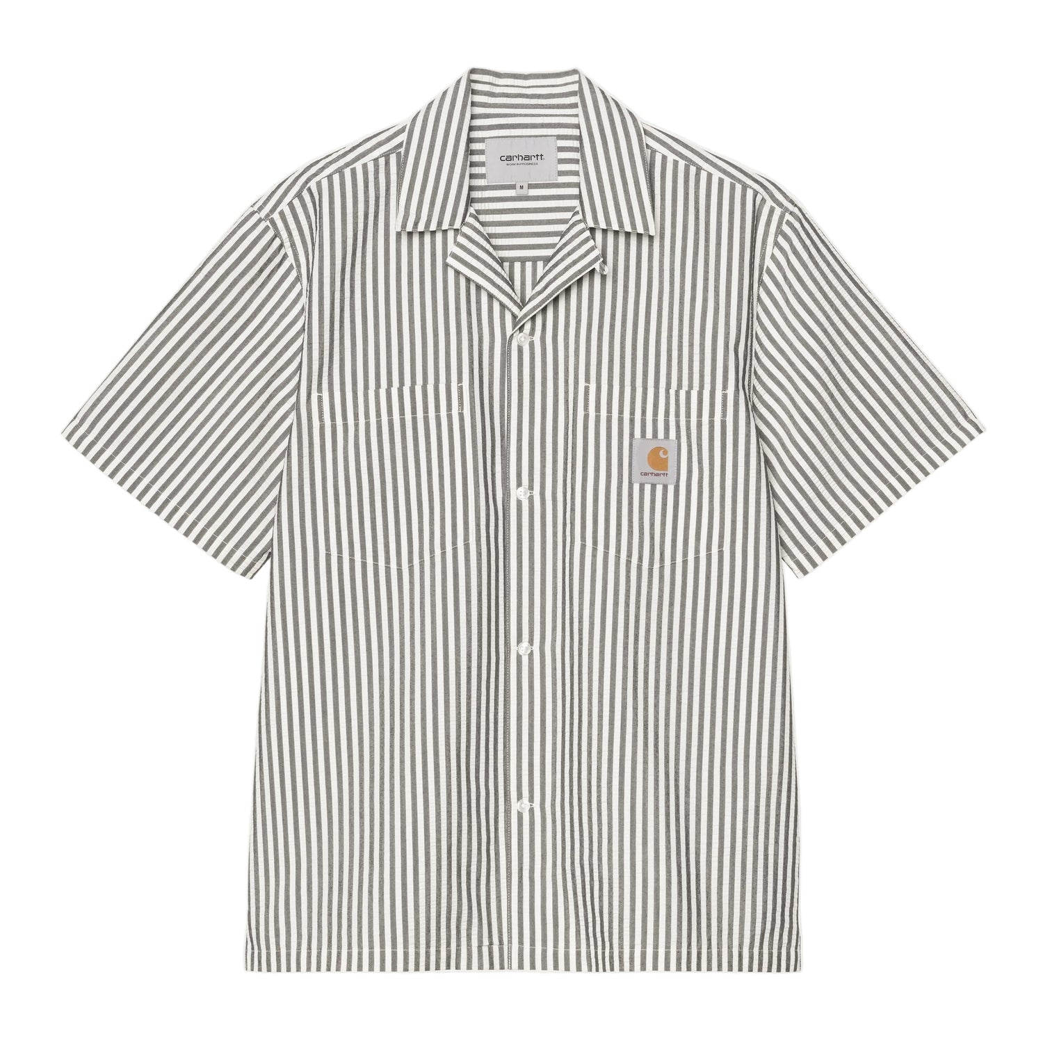 S/S LEAVEL SHIRT LEAVEL STRIPE, BLACK / WAX