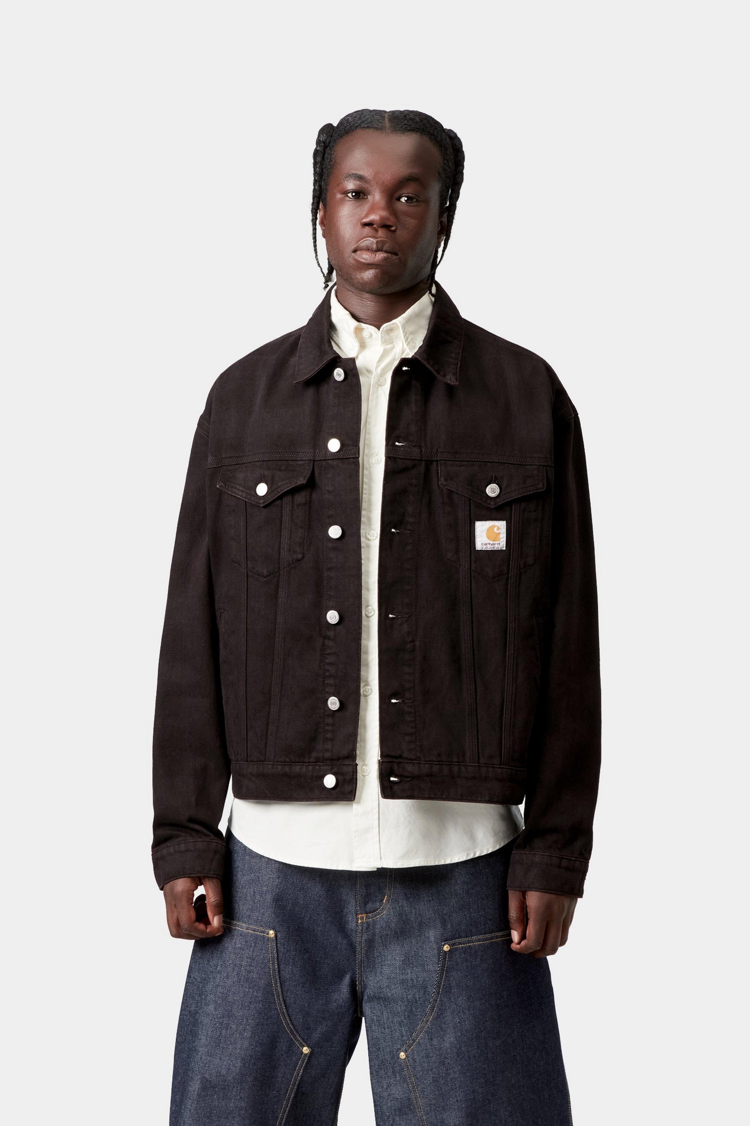EVERSON TRUCKER JACKET EVERSON PRINT, BLACK / PALISANDER GARMENT DYED