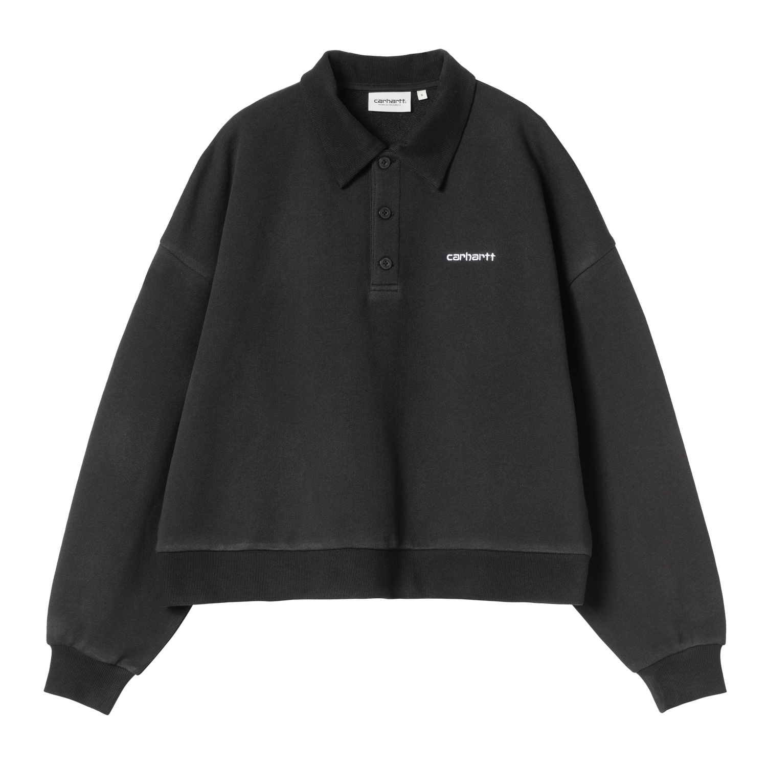 W' BRENTA POLO SWEAT BLACK / WHITE HEAVY STONE WASH