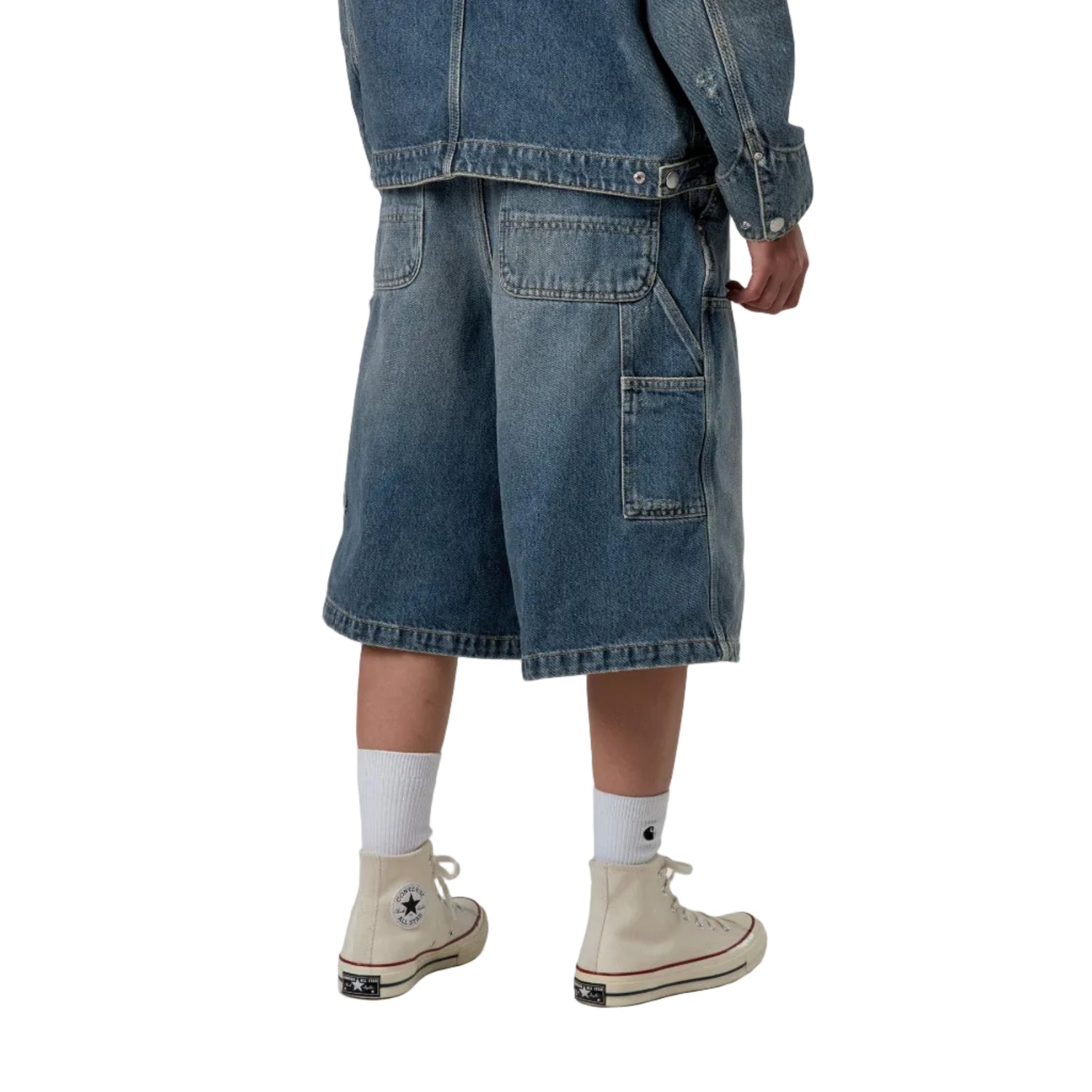 W' NIXON DOUBLE KNEE SHORT BLUE GRIND WASH